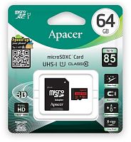 купить Apacer microSDXC UHS-I U1 Class10 64GB with Adapter (AP64GMCSX10U1-R)