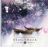 купить Premium Тетрадь SketchBook 32л А3ф 290х290мм 160г/кв.м без линовки на пластик.спирали запечат. оборот с пошаговыми эскизами -цветение сакуры