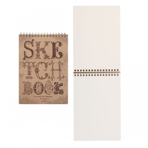 купить Блокнот SketchBook 80л А5ф без линовки обложка КРАФТ жесткая подложка на гребне-Буквы- в Ташкенте